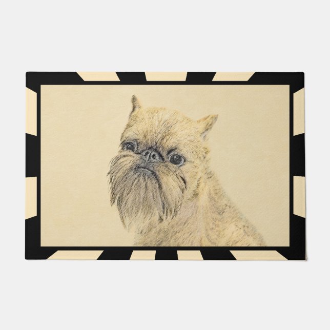 Brussels Griffon Painting - Cute Original Dog Art Doormat (Front)