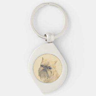 Brussels Griffon Painting - Cute Original Dog Art Key Ring