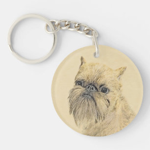 Brussels Griffon Painting - Cute Original Dog Art Key Ring