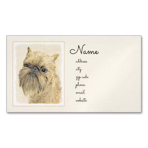 Brussels Griffon Painting - Cute Original Dog Art Magnetic Business Card