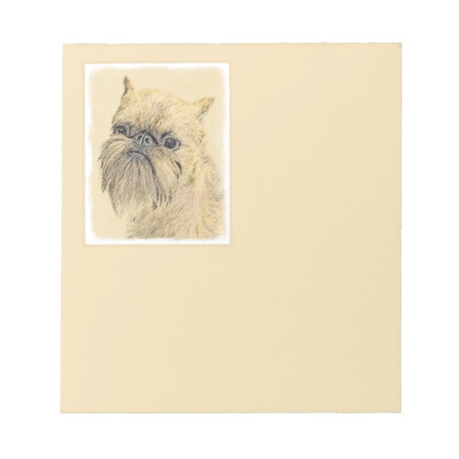 Brussels Griffon Painting - Cute Original Dog Art Notepad (Front)