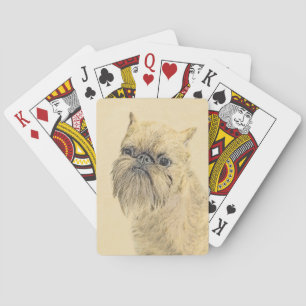Brussels Griffon Painting - Cute Original Dog Art Playing Cards