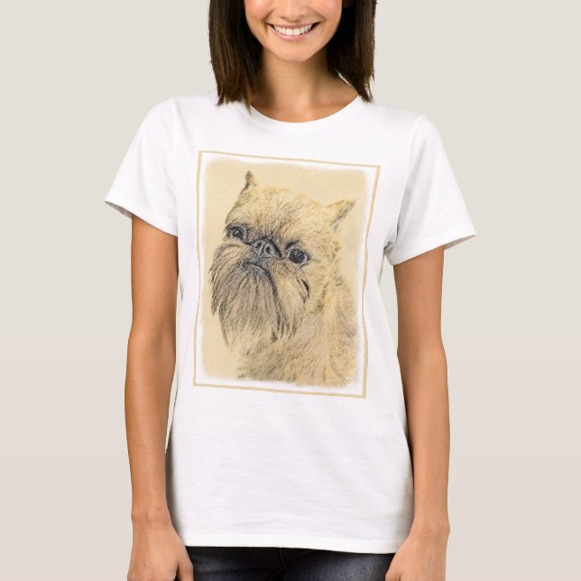 Brussels Griffon Painting - Cute Original Dog Art T-Shirt (Front)