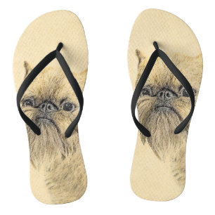 Brussels Griffon Painting - Cute Original Dog Art Thongs