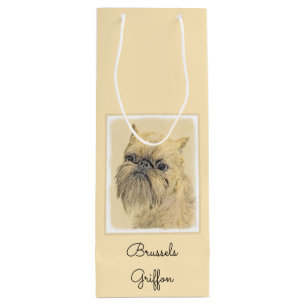 Brussels Griffon Painting - Cute Original Dog Art Wine Gift Bag