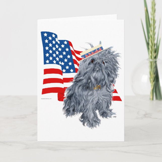 Brussels Griffon Patriotic Card (Front)