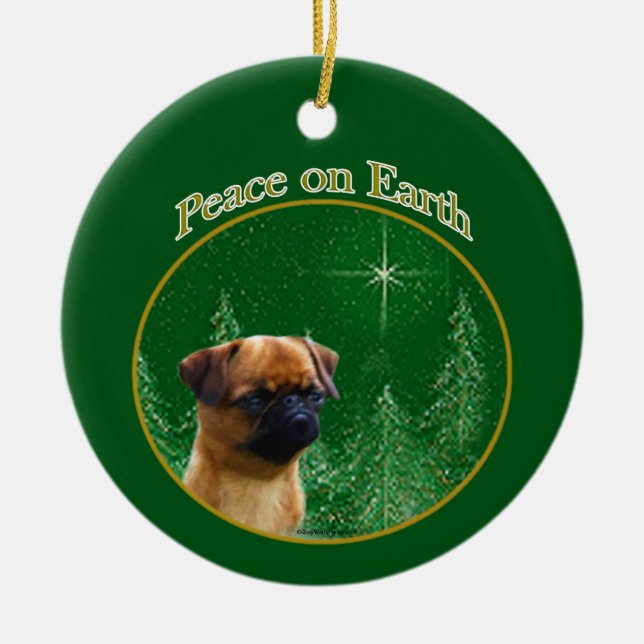 Brussels Griffon Peace Ceramic Ornament (Front)