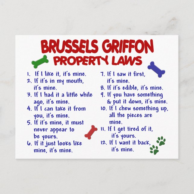 BRUSSELS GRIFFON Property Laws 2 Postcard (Front)