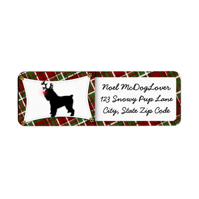 Brussels Griffon Reindeer Christmas Return Address Label (Front)