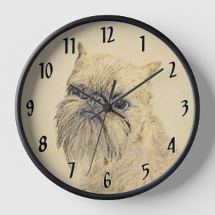 Brussels Griffon Rough Painting - Original Dog Art Clock