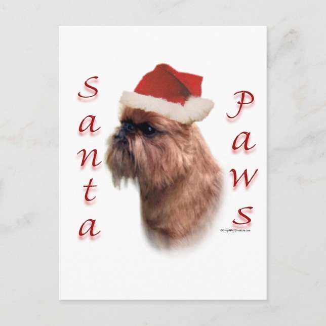 Brussels Griffon Santa Paws Holiday Postcard (Front)