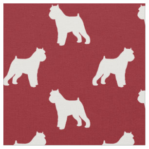 Brussels Griffon Silhouettes Pattern Red Fabric