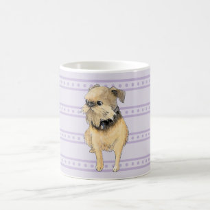 Brussels Griffon Sitting Watercolour in Purple Coffee Mug