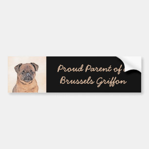 Brussels Griffon Smooth Painting Original Dog Art Bumper Sticker