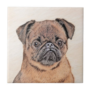 Brussels Griffon Smooth Painting Original Dog Art Ceramic Tile