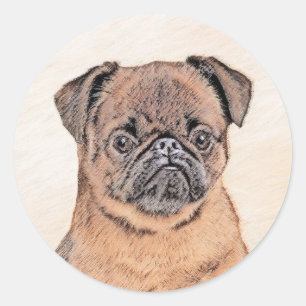 Brussels Griffon Smooth Painting Original Dog Art Classic Round Sticker