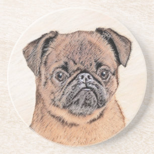 Brussels Griffon Smooth Painting Original Dog Art Coaster