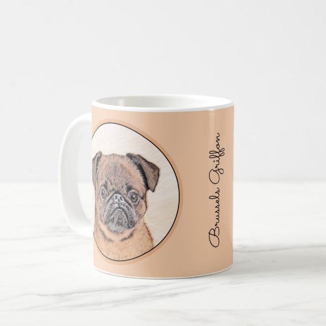 Brussels Griffon Smooth Painting Original Dog Art Coffee Mug (Front Left)