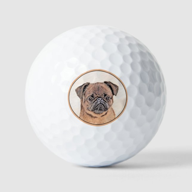 Brussels Griffon Smooth Painting Original Dog Art Golf Balls (Front)