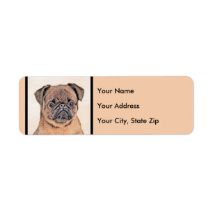 Brussels Griffon Smooth Painting Original Dog Art Return Address Label