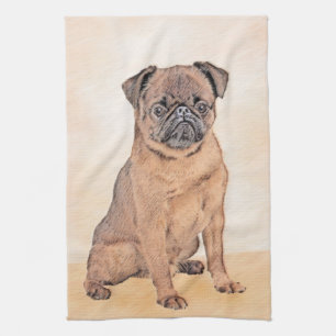 Brussels Griffon Smooth Painting Original Dog Art Tea Towel