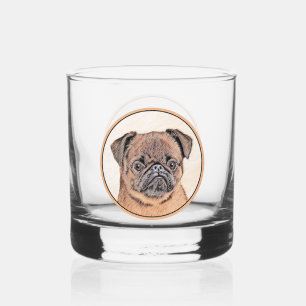 Brussels Griffon Smooth Painting Original Dog Art Whiskey Glass