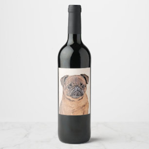 Brussels Griffon Smooth Painting Original Dog Art Wine Label