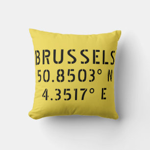 Brussels Latitude Longitude Cushion