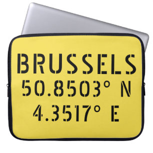 Brussels Latitude Longitude Laptop Sleeve