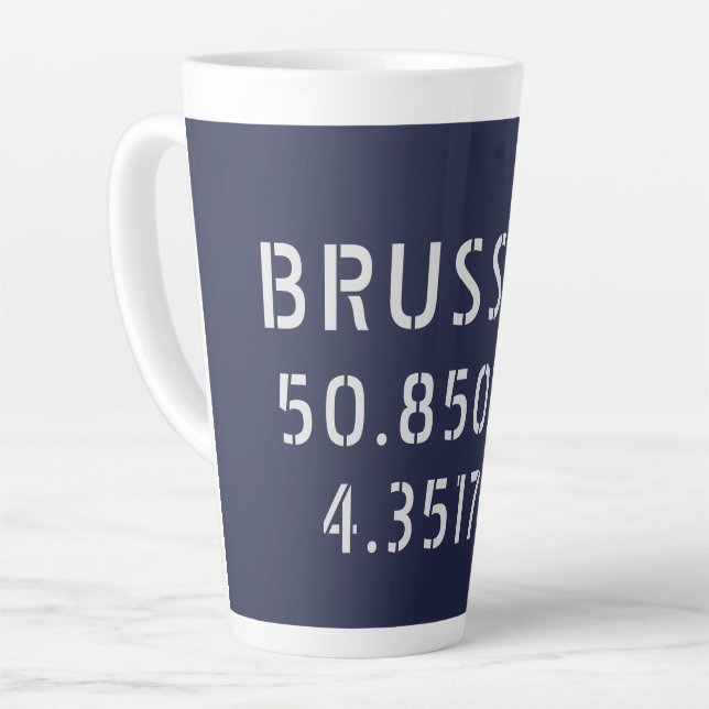 Brussels Latitude Longitude  Latte Mug (Left Angle)