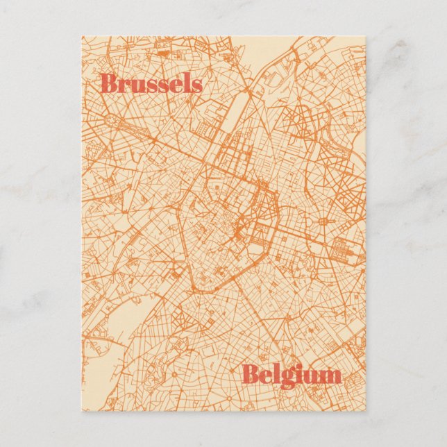 Brussels Map Postcard (Front)