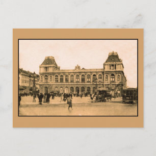 Brussels Railroad station, horsecar Postcard