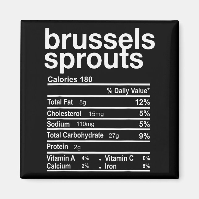Brussels Sprout Nutrition Facts Funny Thanksgiving Magnet (Front)