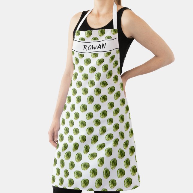 Brussels Sprout Pattern Christmas Personalised Apron (Insitu)