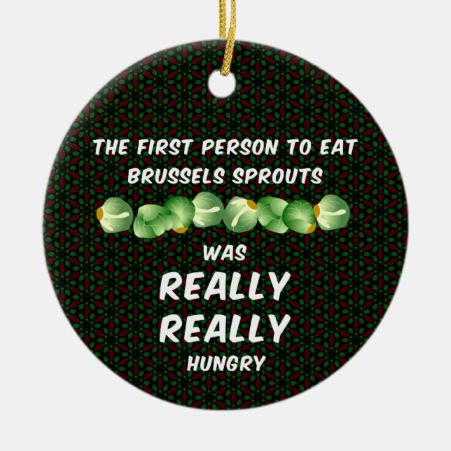 Brussels Sprouts Ceramic Ornament (Front)