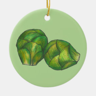 Brussels Sprouts Green Vegetable Vegetarian Garden Ceramic Ornament