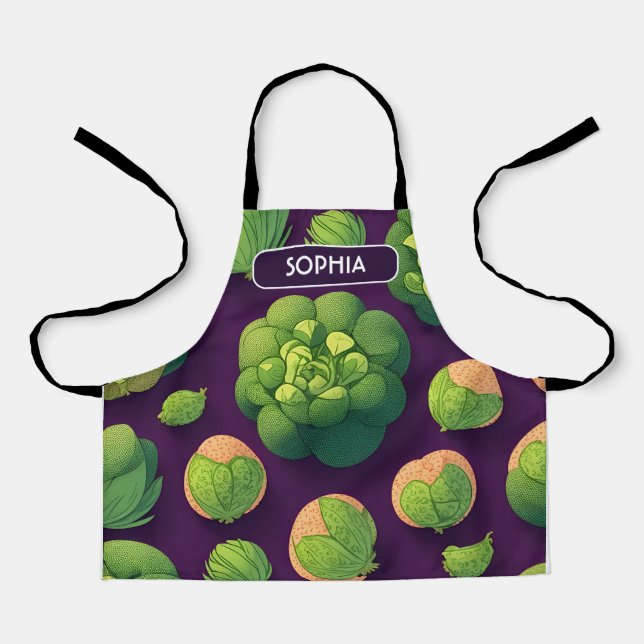 Brussels sprouts Retro Personalised Pattern Apron (Front)