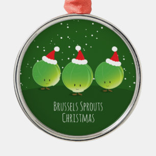 Brussels Sprouts Santa Hat Food Christmas Metal Ornament