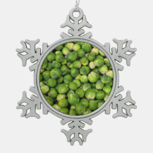 Brussels sprouts snowflake pewter christmas ornament
