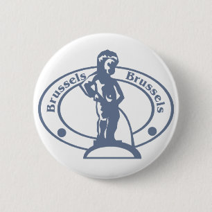 Brussels Stamp 6 Cm Round Badge