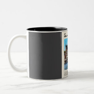 Brussels Vintage Watercolour Travel  Two-Tone Coffee Mug