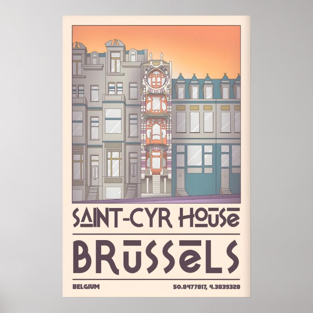 Brussels Wall Art Print Saint Cyr House Facade (Front)