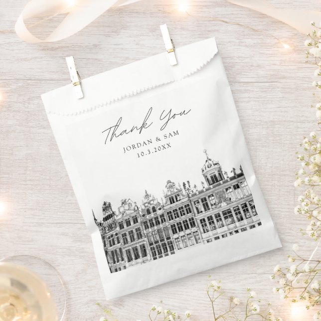 Brussels Wedding Personalised Photo Favour Bag (Clipped)