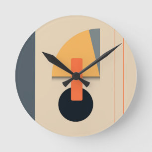 Brutal geometric shapes round clock