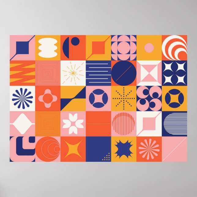 Brutalism art inspired abstract pattern made with  poster (Front)