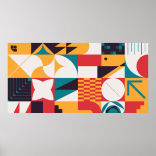 Brutalism art inspired abstract pattern made with  poster