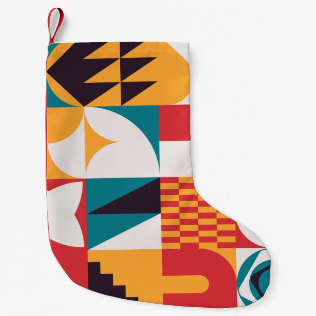 Brutalism art inspired abstract pattern made with  small christmas stocking (Front)