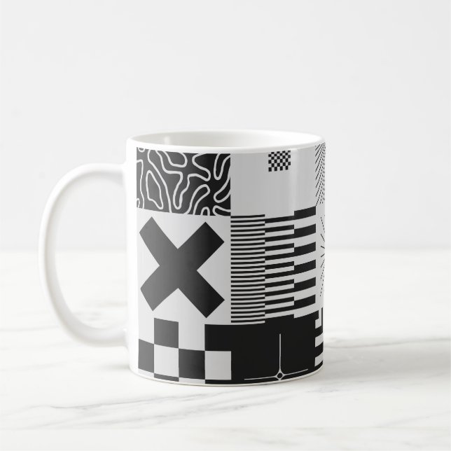 Brutalism Art: Vintage Geometric Patterns Coffee Mug (Left)