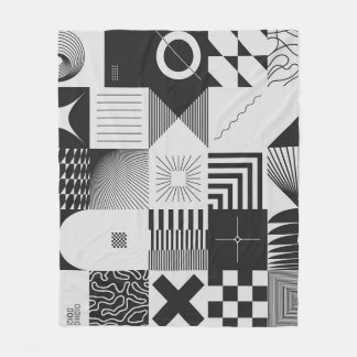 Brutalism Art: Vintage Geometric Patterns Fleece Blanket