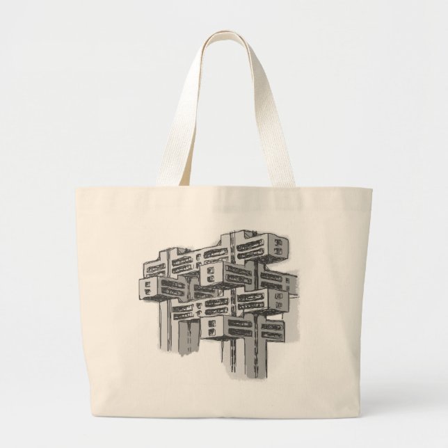 Brutalist Modernist Architecture Sketch Tote (Front)